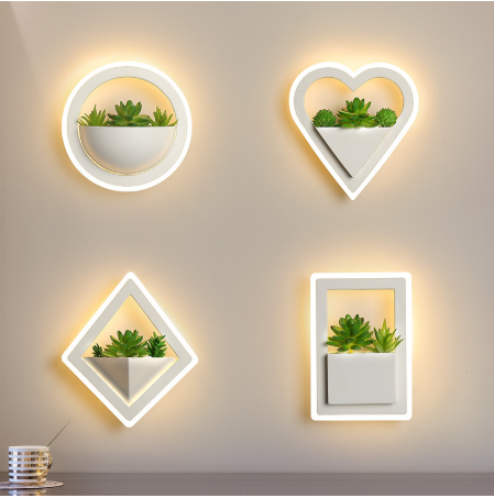 Modern Minimalist LED Wall Light - Green Plant Design