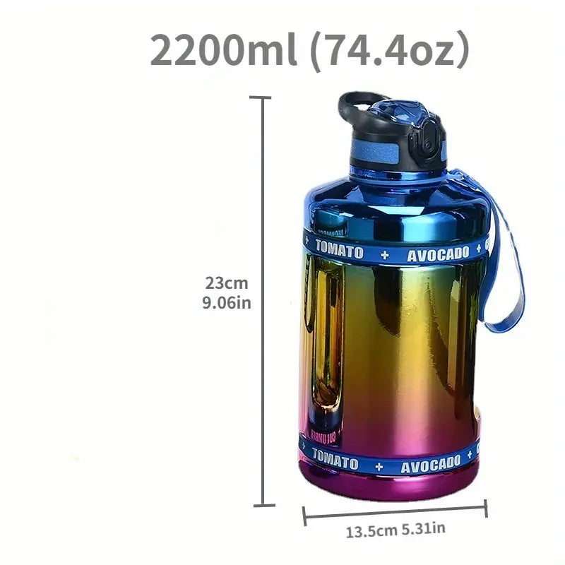 Gradient Color 2200ml Leak-proof Water Bottle with Rope