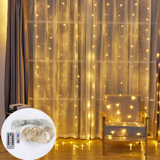 3M LED Curtain Fairy Lights with Remote for Decoration