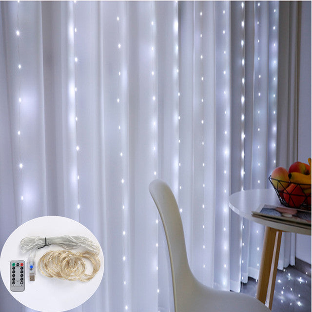 3M LED Curtain Fairy Lights with Remote for Decoration