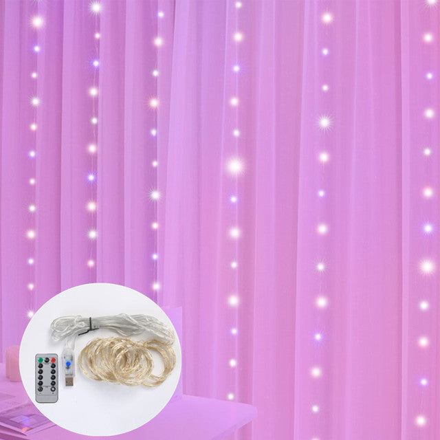 3M LED Curtain Fairy Lights with Remote for Decoration