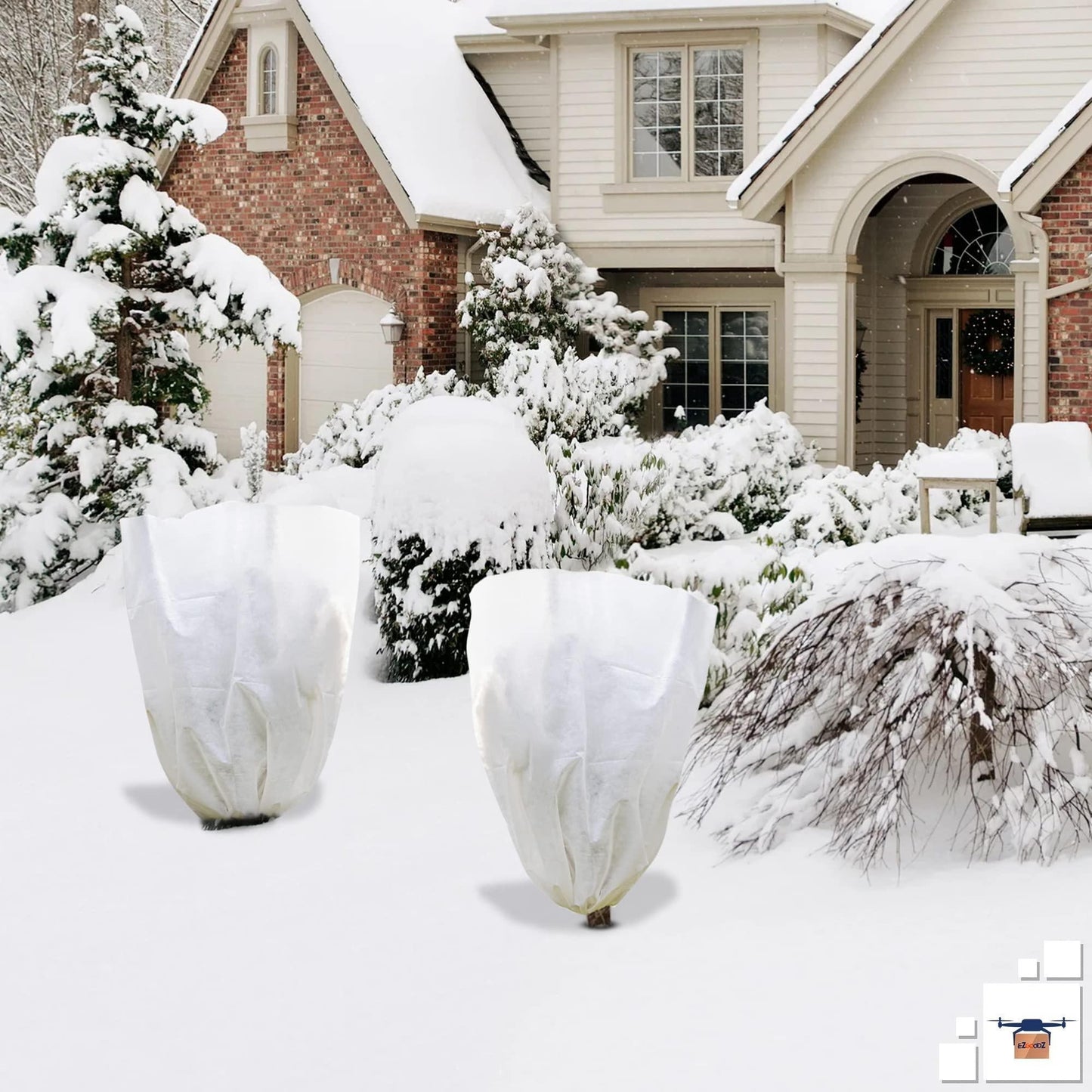 Pack of 2 White Winter Plant Covers 31.6x47 inch Freeze Protection Plant Winter