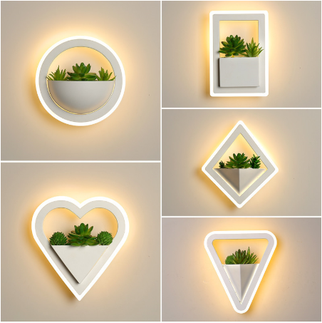 Modern Minimalist LED Wall Light - Green Plant Design