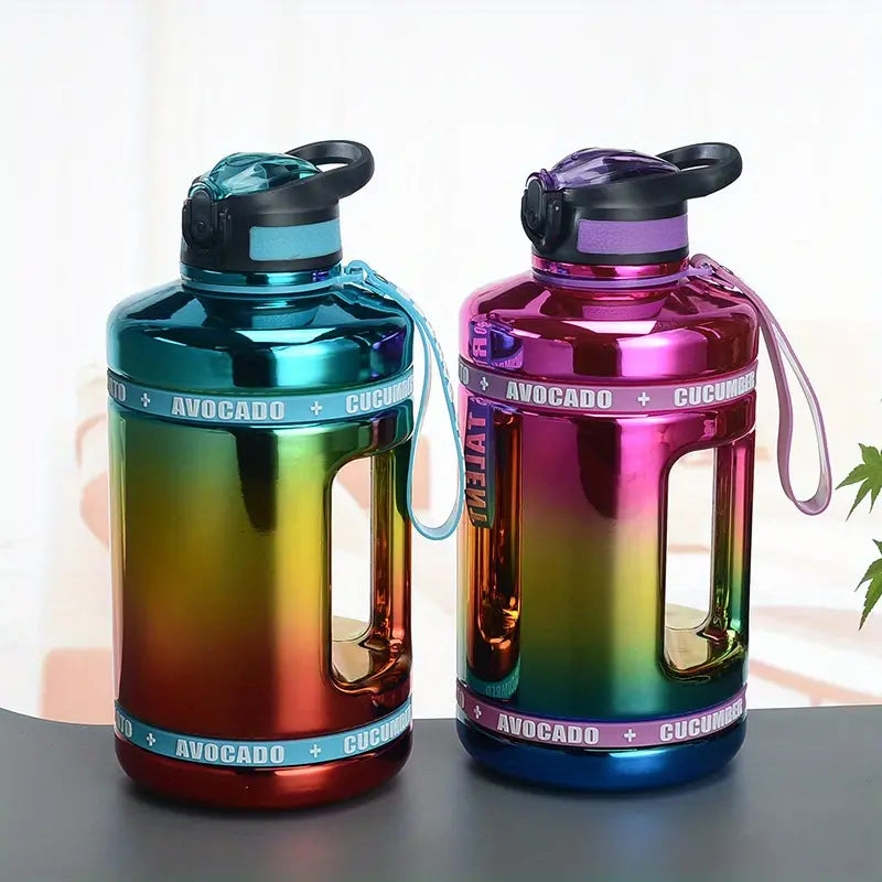 Gradient Color 2200ml Leak-proof Water Bottle with Rope