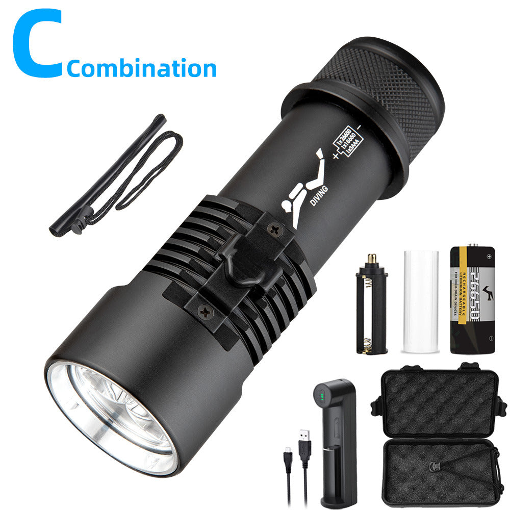 XHP70 High-Intensity Waterproof Flashlight with 26650 Battery
